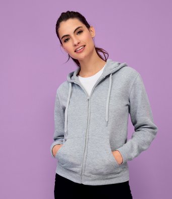 SOL'S Ladies Seven Zip Hooded Sweatshirt - PPE Supplies Direct