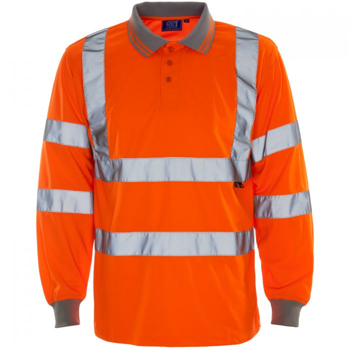 Hi Vis Long Sleeve Bird Eye Polo Shirt - PPE Supplies Direct