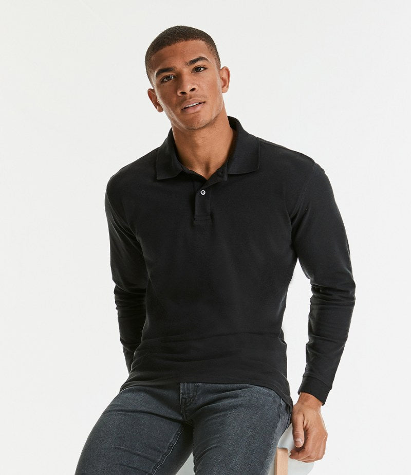 Russell Classic Long Sleeve Cotton Pique© Polo Shirt - PPE Supplies Direct
