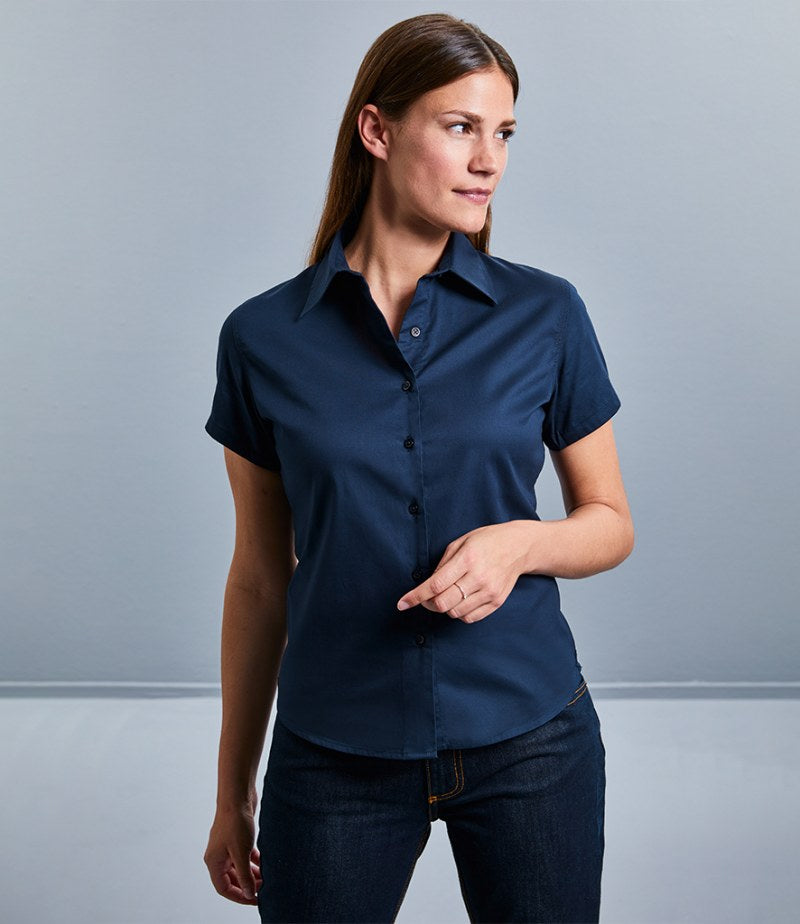 Russell Collection Ladies Short Sleeve Classic Twill Shirt - PPE Supplies Direct