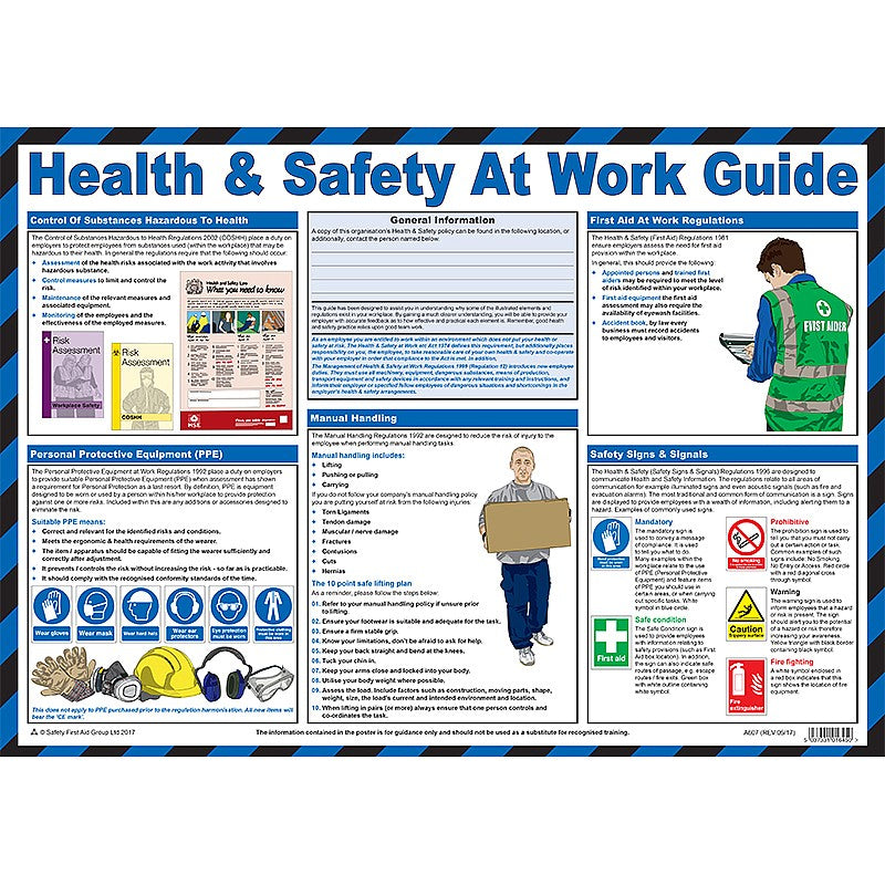 Health and Safety a work guide A2 Poster, Laminated - PPE Supplies Direct