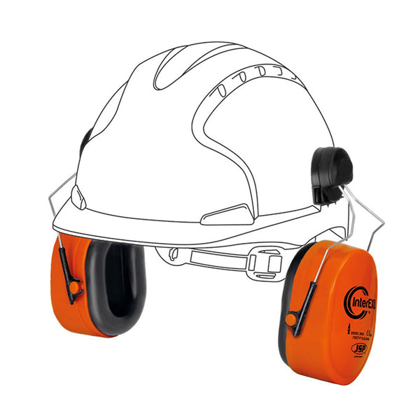 InterEXV™ Mounted Ear Defenders - Hi-Vis Orange - PPE Supplies Direct