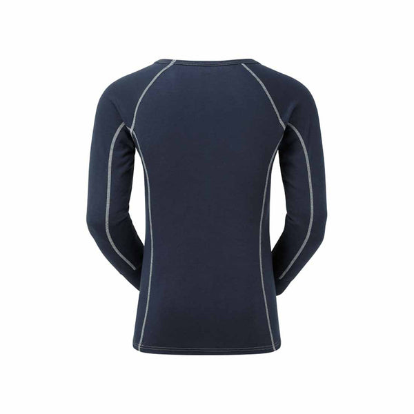 Back view of Navy long sleeve blizzard thermal top with grey stitching.