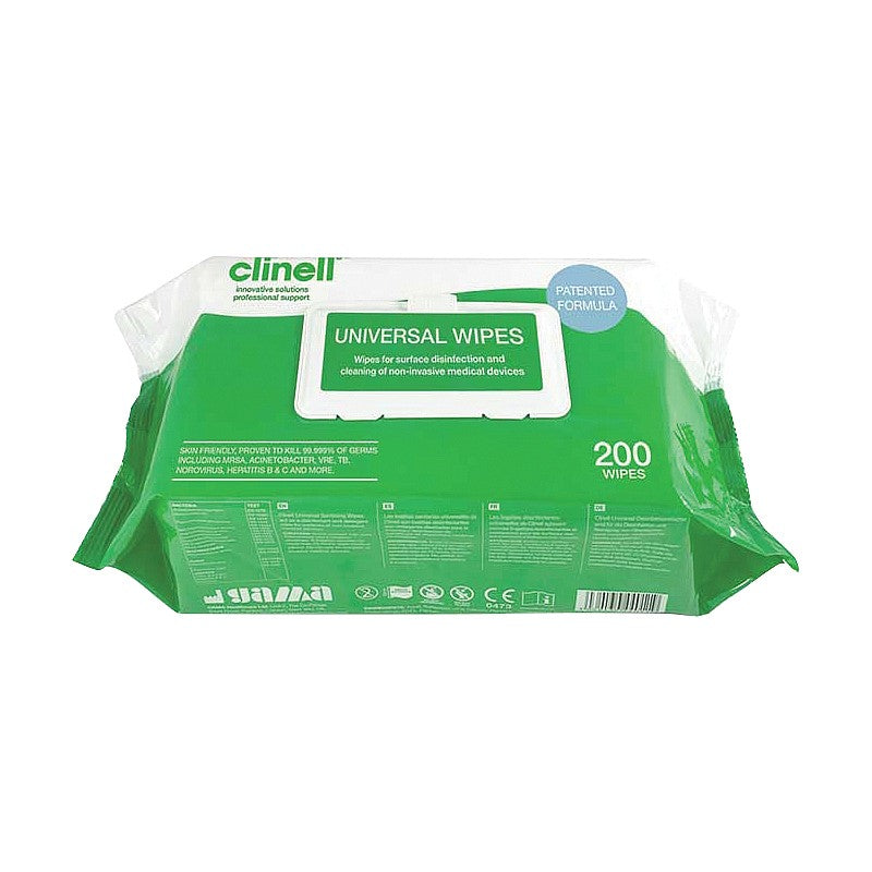 Clinell Universal Wipes Pack of 200 - PPE Supplies Direct