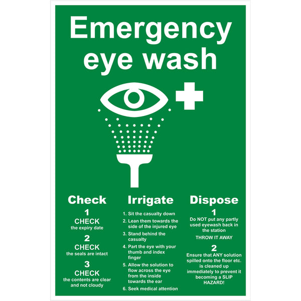 Eye Wash Sign, Vinyl, 20x30cm - PPE Supplies Direct