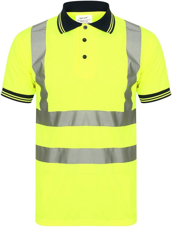 Kapton Hi-Vis Polo Shirt Navy Collar - PPE Supplies Direct