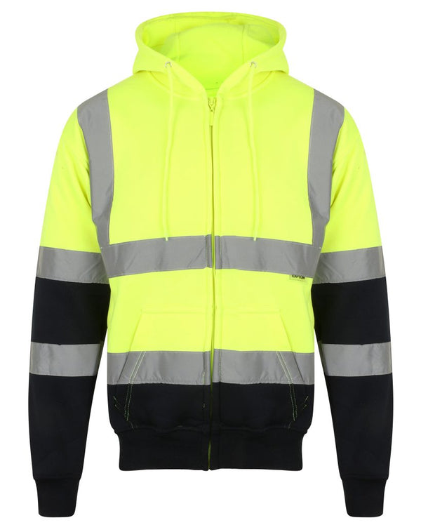 Kapton Hi-Vis Two Tone Full Zip Hooded Sweatshirt - PPE Supplies Direct
