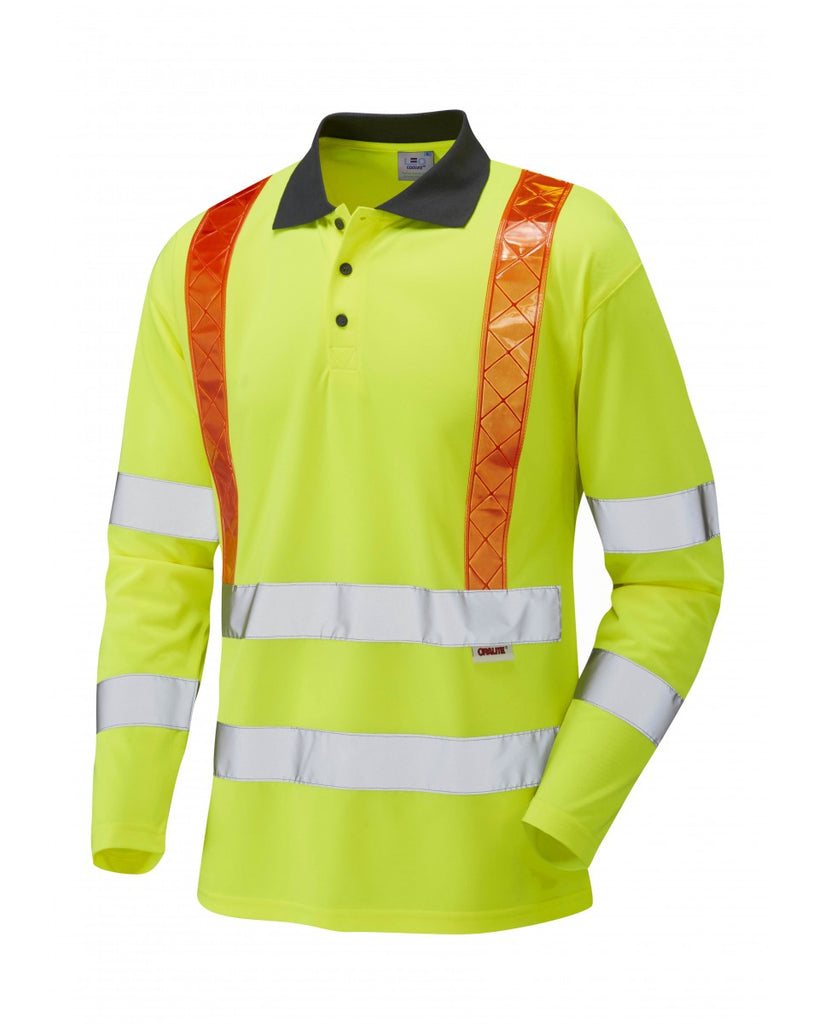 BICKLETON ISO 20471 Cl 3 Orange Brace Coolviz Sleeved Polo Shirt (EcoViz) - PPE Supplies Direct