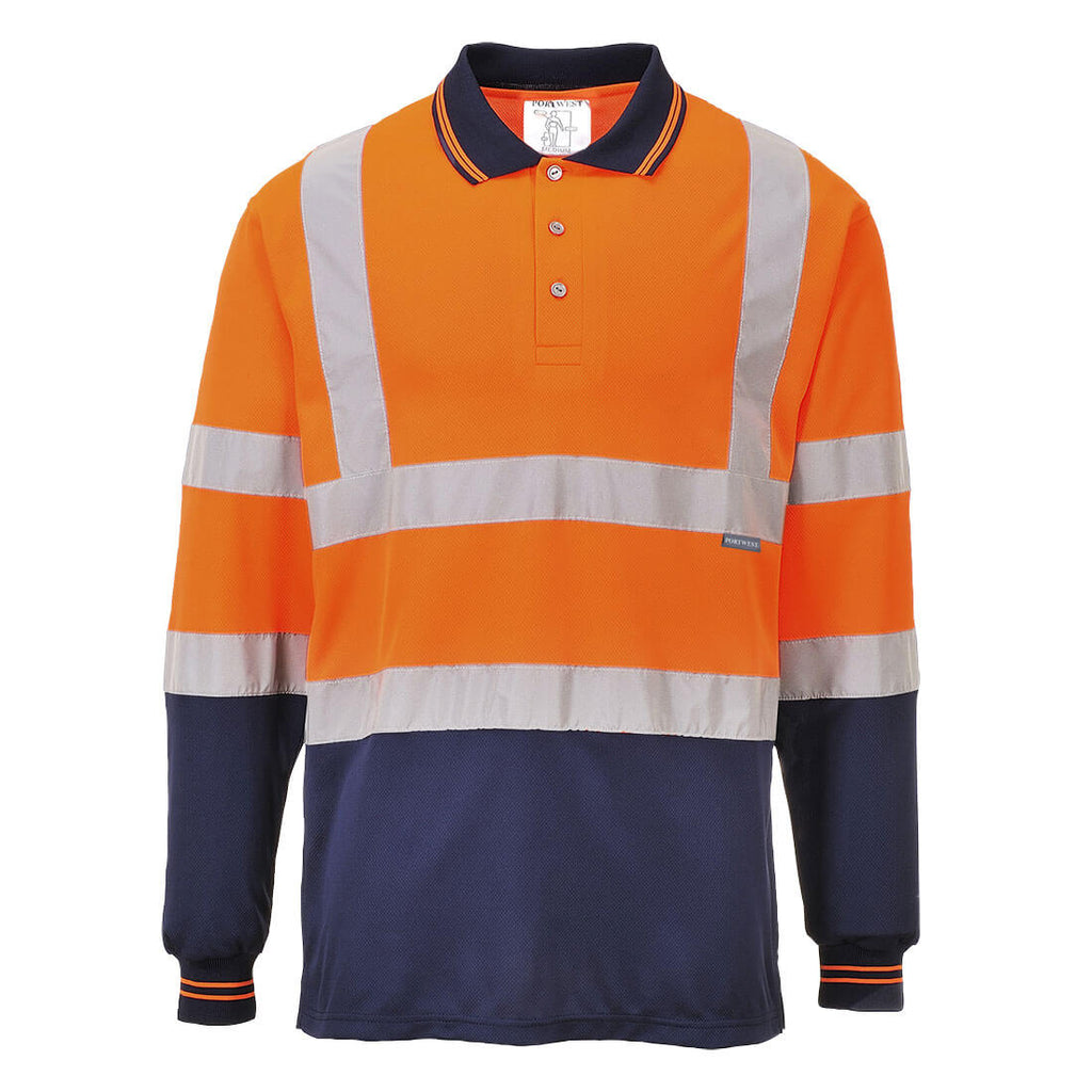 Two-Tone Long Sleeved Polo - PPE Supplies Direct