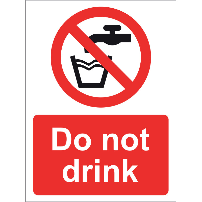 Do Not Drink Sign, Vinyl, 15x20cm - PPE Supplies Direct