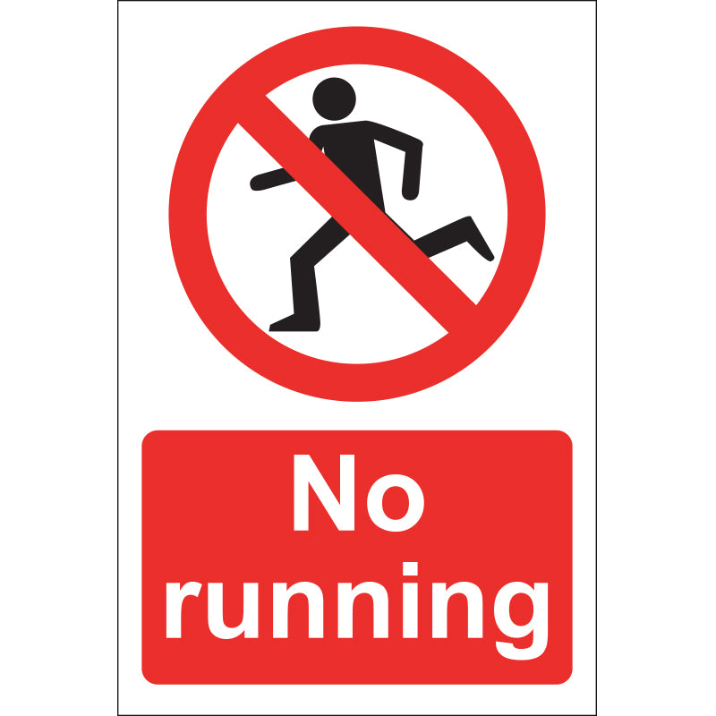No Running Sign, Rigid 20x30cm - PPE Supplies Direct