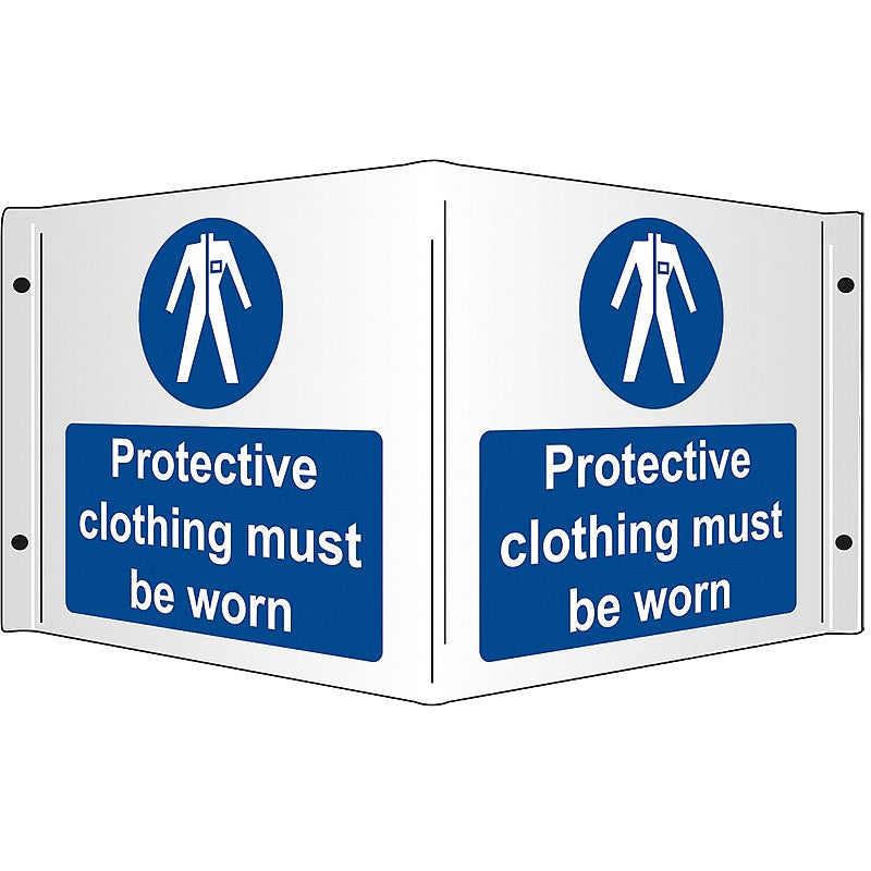 Protective clothing must be worn Rigid 3D Projecting Sign 43x20cm - PPE Supplies Direct