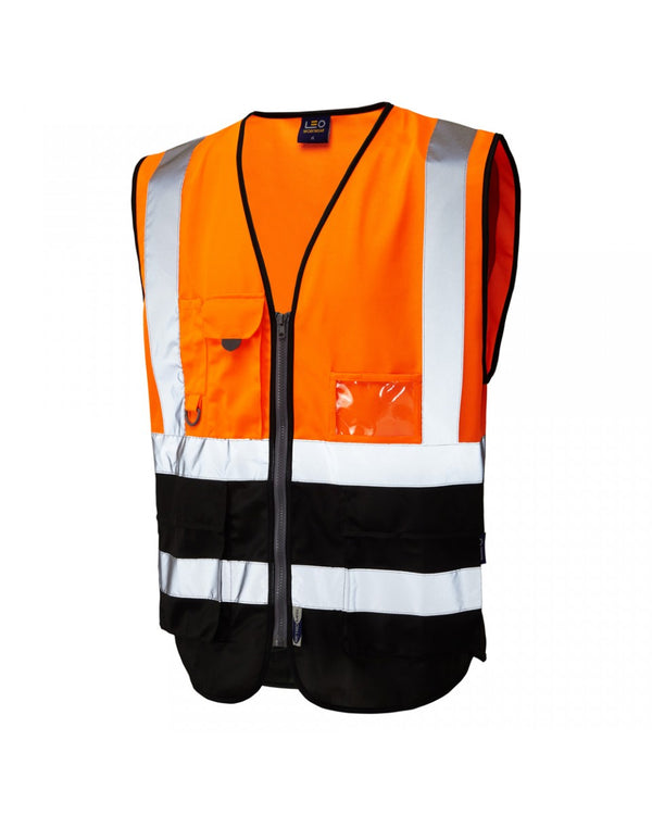 LYNTON ISO 20471 Cl 1 Superior Waistcoat (Orange/Red) - PPE Supplies Direct