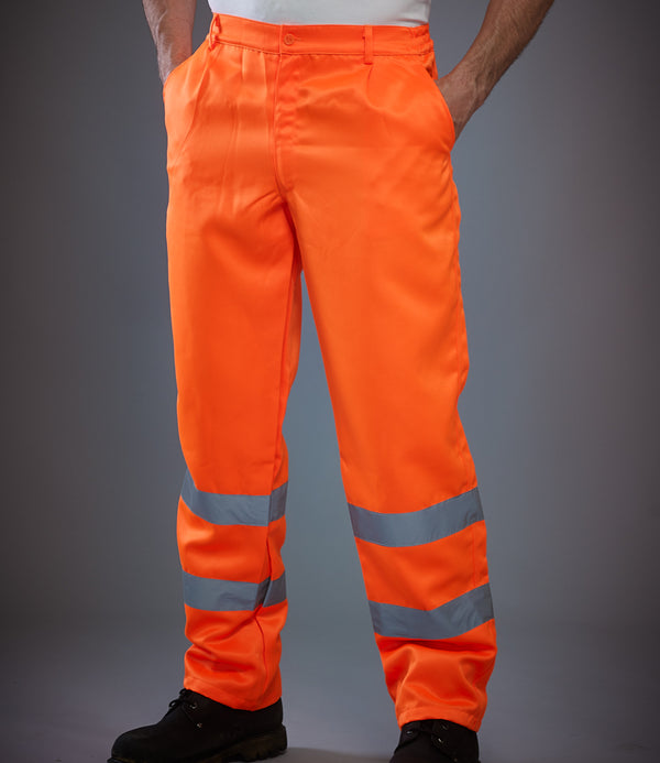 Yoko Hi-Vis Poly/Cotton Work Trousers - PPE Supplies Direct