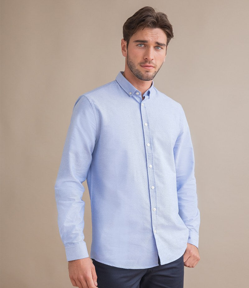 Henbury Modern Long Sleeve Regular Fit Oxford Shirt - PPE Supplies Direct