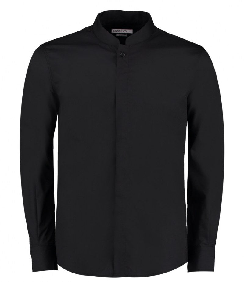 Kustom Kit Long Sleeve Tailored Mandarin Collar Shirt - PPE Supplies Direct