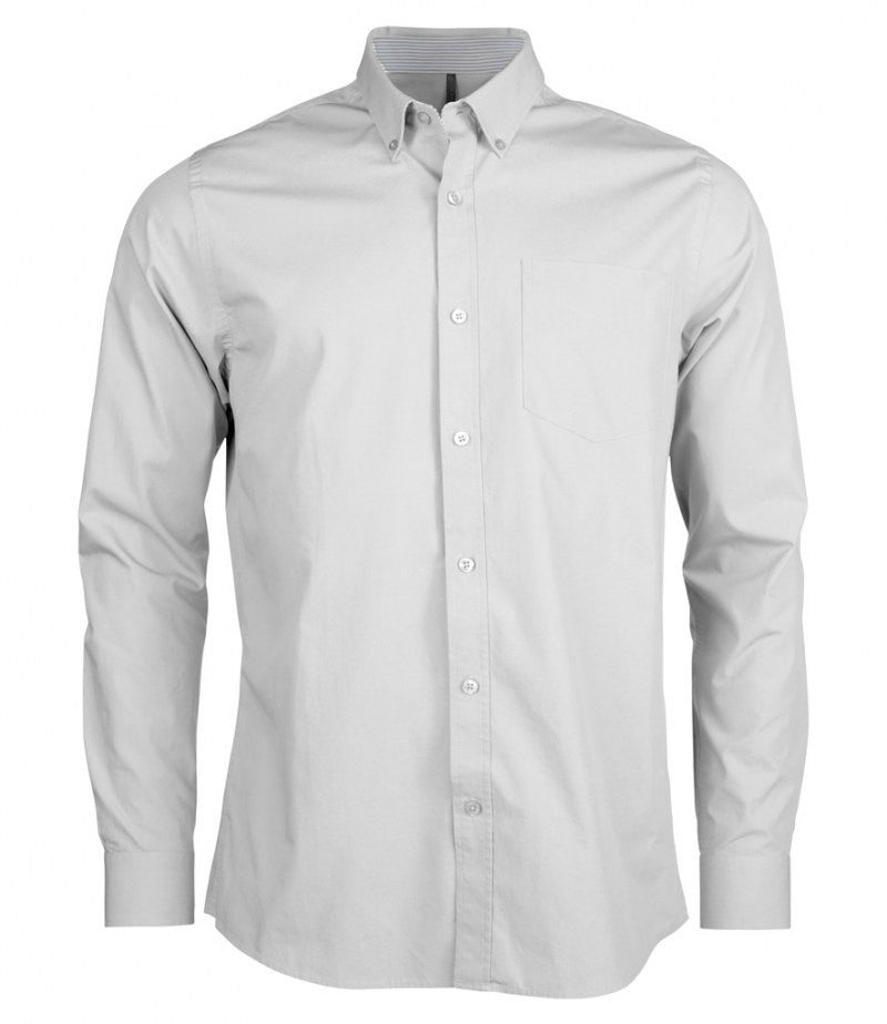 Kariban Long Sleeve Washed Poplin Shirt - PPE Supplies Direct