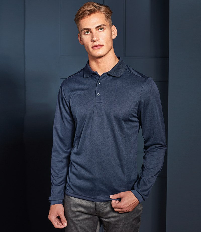 Premier Long Sleeve Coolchecker® Pique© Polo Shirt - PPE Supplies Direct